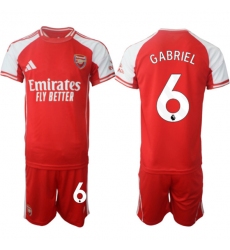 Men's Arsenal F.C #6 Gabriel Red 2025 Home Soccer Jersey Suit