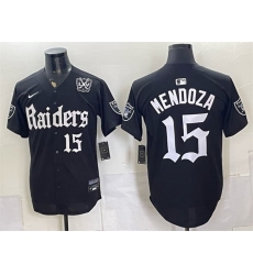 Men's Las Vegas Raiders #15 Fernando Mendoza Black 'Gothic Sin City Shadows Edition' With 65th Anniversary Vapor Limited Stitched Baseball Jersey