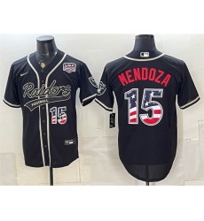 Mens Las Vegas Raiders #15 Fernando Mendoza Black USA 250 Fourth of July Vapor Limited Stitched Baseball Jersey