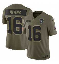 Men's Las Vegas Raiders #16 Jakobi Meyers Olive 2025 Salute to Service Limited Football Stitched Jersey