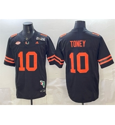 Men's Miami Hurricanes #10 Malachi Toney Black F.U.S.E. 2026 & Florida Patch Stitched Football Jersey