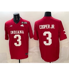Men's Indiana Hoosiers #3 Omar Cooper Jr. Red F.U.S.E. 2026 Patch Stitched Football Jersey