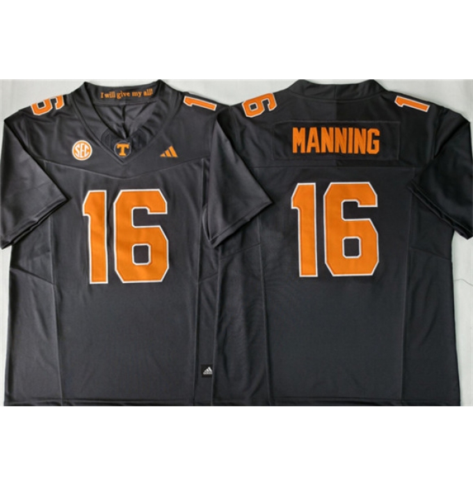 Men's Tennessee Volunteers #16 Peyton Manning Black 2026 F.U.S.E. Stitched Jersey