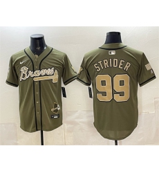 Men's Atlanta Braves #99 Spencer Strider Olive 2026 Armed Forces Day Stitched Baseball Jersey