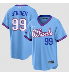 Men's Atlanta Braves #99 Spencer Strider Powder Blue 2026 City Connect Stadium Stitched Baseball Jersey