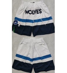 Mens Minnesota Timberwolves White Shorts (Run Small)