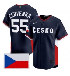 Men's Czech Republic Baseball #55 Martin Cervenka Nike Navy 2026 World Baseball Classic Jersey