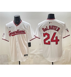 Men's Cleveland Guardians #24 Chase DeLauter White Home Limited Stitched Baseball Jersey