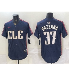 Men's Cleveland Guardians #37 Travis Bazzana Navy 2024 City Connect Limited Stitched Baseball Jersey
