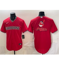 Men's Cleveland Guardians Team Big Logo Red Cool Base Stitched Baseball Jersey