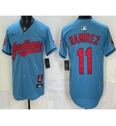 Men's Cleveland Guardians #11 Jose Ramirez Blue Limited Jersey