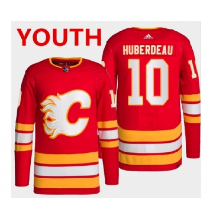Youth Calgary Flames #10 Jonathan Huberdeau Red Stitched Jersey