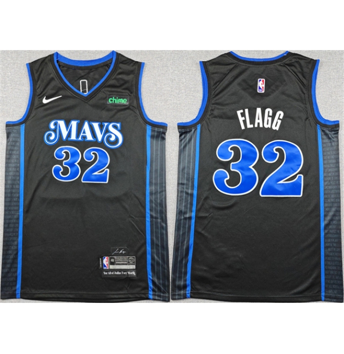 Men's Dallas Mavericks #32 Cooper Flagg Black City Edition Stitched Basketball Jersey