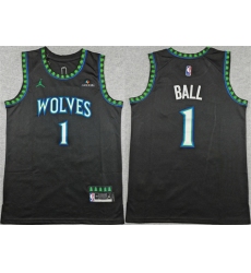 Men's Minnesota Timberwolves #1 LaMelo Ball Black 2026 Statement Edition Stitched Basketball Jersey