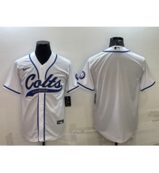 Men's Indianapolis Colts Blank White Cool Base Stitched Baseball Jersey