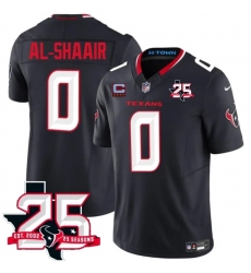 Men's Houston Texans #0 Azeez Al-Shaair Navy 2nd Alternate 2026 With 25th Anniversary And 4-Star C F.U.S.E. Vapor Limited Football Stitched Jersey
