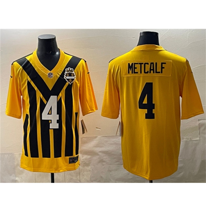 Men's Pittsburgh Steelers #4 DK Metcalf Gold 1933 Throwback Alternate Football Stitched Game Jersey