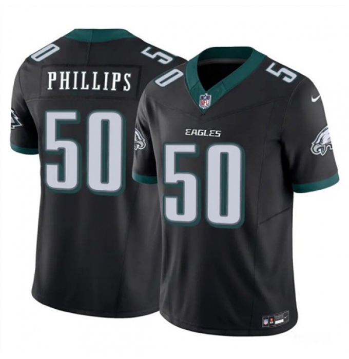 Men's Philadelphia Eagles #50 Jaelan Phillips Black 2025 F.U.S.E. Vapor Untouchable Limited Football Stitched Jersey