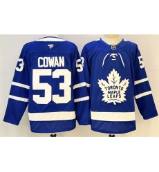 Men's Toronto Maple Leafs #53 Easton Cowan Blue 2026 Stitched Hockey Jersey
