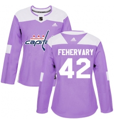 Women's Adidas Washington Capitals #42 Martin Fehervary Authentic Purple Fights Cancer Practice NHL Jersey