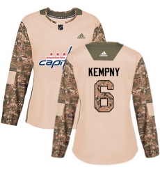 Women's Adidas Washington Capitals #6 Michal Kempny Authentic Camo Veterans Day Practice NHL Jersey