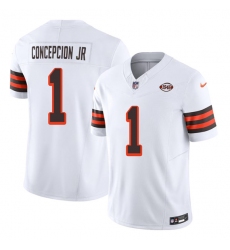 Men's Cleveland Browns #1 KC Concepcion Jr White 2026 1946 Collection F.U.S.E. Vapor Limited Football Stitched Jersey