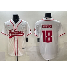 Men's Atlanta Falcons #18 Kirk Cousins White With Cool Base Stitched Baseball Jersey
