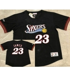 Men's Philadelphia 76ers #23 LeBron James Black Short Sleeved AU Throwback Jersey