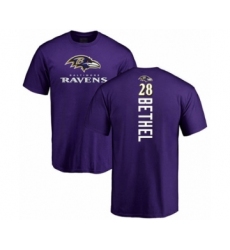 Football Baltimore Ravens #28 Justin Bethel Purple Backer T-Shirt