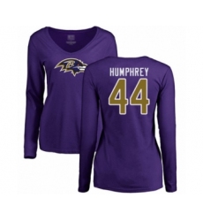 Football Women's Baltimore Ravens #44 Marlon Humphrey Purple Name & Number Logo Long Sleeve T-Shirt