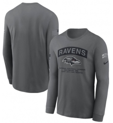 Men's Baltimore Ravens Gray 2026 Salute to Service Long Sleeve T-Shirt