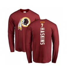 Football Washington Redskins #7 Dwayne Haskins Maroon Backer Long Sleeve T-Shirt