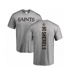 Football New Orleans Saints #35 Marcus Sherels Ash Backer T-Shirt