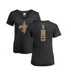 Football Women's New Orleans Saints #9 Drew Brees Black Backer Slim Fit T-Shirt
