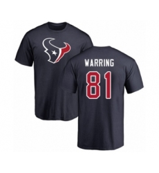 Football Houston Texans #81 Kahale Warring Navy Blue Name & Number Logo T-Shirt