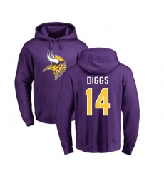 Football Minnesota Vikings #14 Stefon Diggs Purple Name & Number Logo Pullover Hoodie