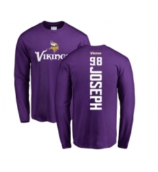 Football Minnesota Vikings #98 Linval Joseph Purple Backer Long Sleeve T-Shirt