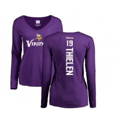 Football Women's Minnesota Vikings #19 Adam Thielen Purple Backer Slim Fit Long Sleeve T-Shirt