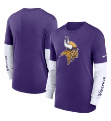 Men's Minnesota Vikings Heather Purple Slub Fashion Long Sleeve T Shirt
