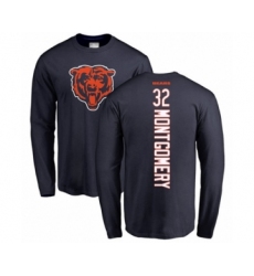 Football Chicago Bears #32 David Montgomery Navy Blue Backer Long Sleeve T-Shirt