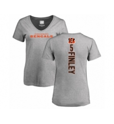 Football Women's Cincinnati Bengals #5 Ryan Finley Ash Backer V-Neck T-Shirt