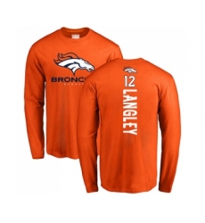 Football Denver Broncos #12 Brendan Langley Orange Backer Long Sleeve T-Shirt
