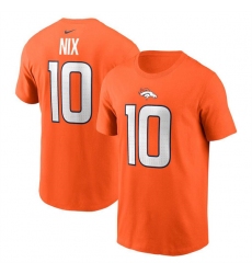 Men's Denver Broncos #10 Bo Nix Orange Name & Number T-Shirt