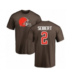 Football Cleveland Browns #2 Austin Seibert Brown Name & Number Logo T-Shirt