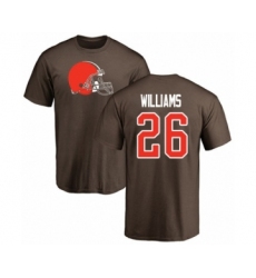 Football Cleveland Browns #26 Greedy Williams Brown Name & Number Logo T-Shirt