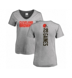 Football Women's Cleveland Browns #28 Phillip Gaines Ash Backer V-Neck T-Shirt