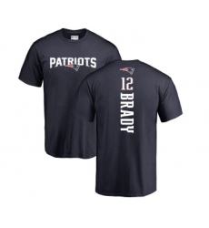Football New England Patriots #12 Tom Brady Navy Blue Backer T-Shirt