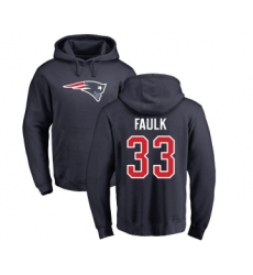 Football New England Patriots #33 Kevin Faulk Navy Blue Name & Number Logo Pullover Hoodie