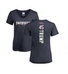 Football Women's New England Patriots #45 Donald Trump Navy Blue Backer T-Shirt