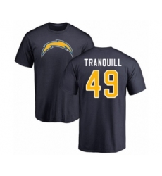 Football Los Angeles Chargers #49 Drue Tranquill Navy Blue Name & Number Logo T-Shirt
